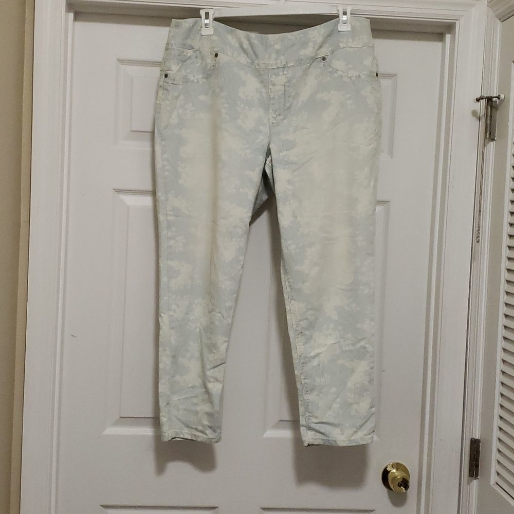 Style & Co womens XL blue  white floral straight leg pants